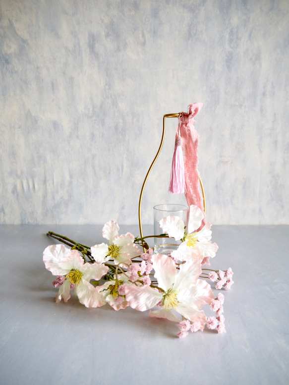 【ノウゼンカズラとピンクカスミソウ】｜アーティフィシャルフラワー 花瓶アレンジ| 春｜ギフト・インテリア雑貨 10枚目の画像