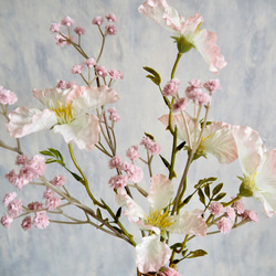 【ノウゼンカズラとピンクカスミソウ】｜アーティフィシャルフラワー 花瓶アレンジ| 春｜ギフト・インテリア雑貨 4枚目の画像