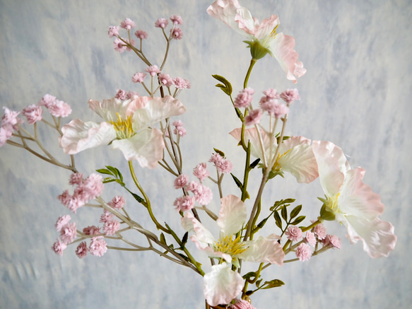 【ノウゼンカズラとピンクカスミソウ】｜アーティフィシャルフラワー 花瓶アレンジ| 春｜ギフト・インテリア雑貨 4枚目の画像