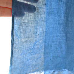 《天然灰汁発酵建》 　藍染め　ベルギーリネンストール【 ai 】 4枚目の画像