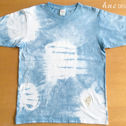 Tシャツ  Mサイズ no.1藍染 絞り 手染め　オリジナル ユニセックス カジュアル ギフト プレゼント 1枚目の画像