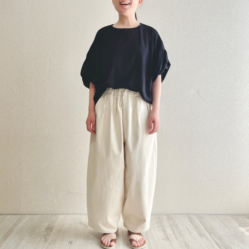 透けない生成り】まるでパジャマみたいなデニムパンツ ゴムが選べる