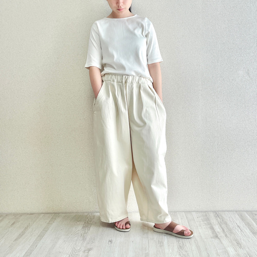 透けない生成り】まるでパジャマみたいなデニムパンツ ゴムが選べる