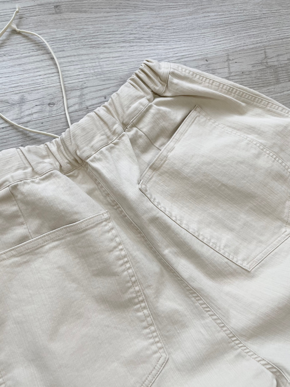 S～LL 丈カット可 ゴムが選べる 透けない白パンツ！ゆるダボ 総ゴム 一年中着られる生成りデニムパンツ 18枚目の画像