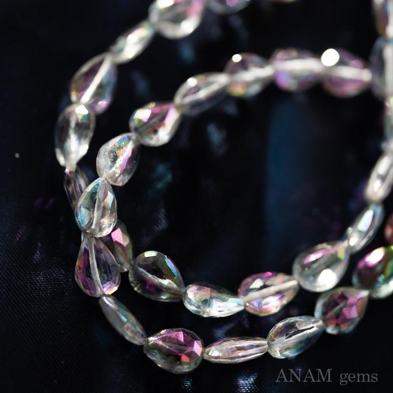 【9cm】ミスティックトパーズ 縦穴 ペアシェイプ (ビーズ素材)★ANAM gems