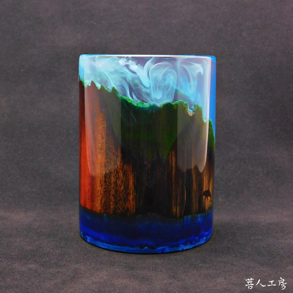 小笠原ウッドグラス　木のロックグラス（ボニンスタイル　木とレジン） 7枚目の画像