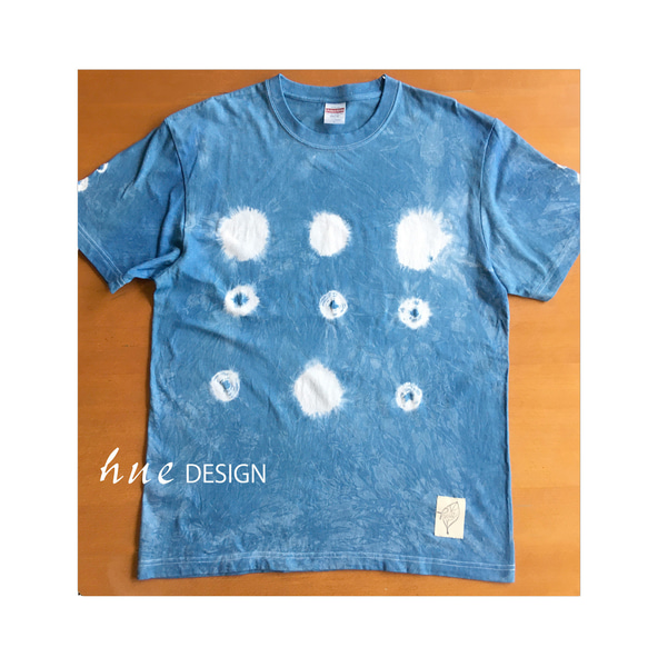 Tシャツ L水玉 藍染 絞り手染め no.10 オリジナル ドット柄 ユニ