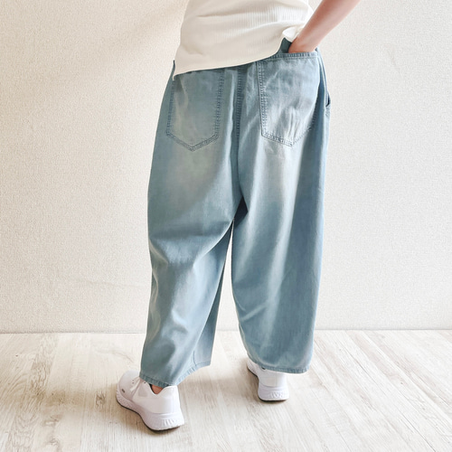 残りわずか【ライトブルー】まるでパジャマみたいなデニムパンツ ゴム