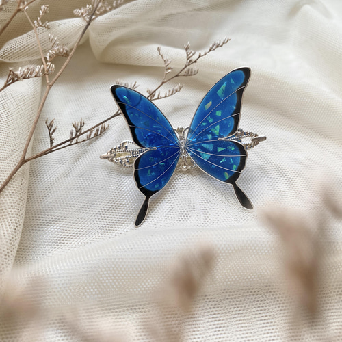 Blue Butterfly｜ヘアクリップ・ブローチ変りやすい【Produced by Note