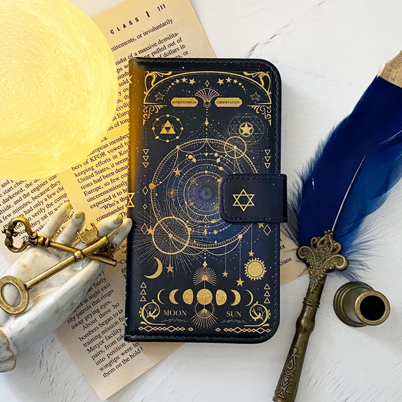 Fancy Astronomical Old Book II / Moon Phases Notebook Type iPhon 第2張的照片