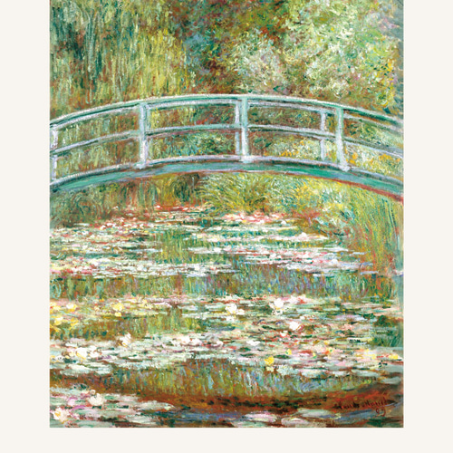 新品　ガラス壁掛け　アートパネル ポスター　アートフレーム 自然風景　橋絵画 睡蓮の池に架かる橋 アートポスター 植物 自然 花 名画 絵画