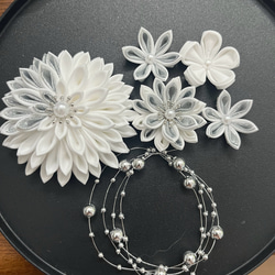 つまみ細工　髪飾り　ダリアセット　選べるゴールドシルバー 6枚目の画像