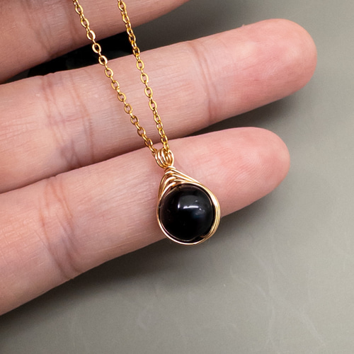 モリオン 黒水晶 ペンダント ネックレス クォーツ ステンレス ワイヤー