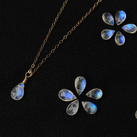 客製月光石項鍊 14KGF鎖骨鍊  6月誕生石 birthstone moonstone ネックレス 第7張的照片