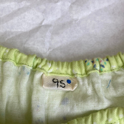 子供服　半袖スモック　95サイズメルヘンフォレストバードイエローグリーン✖️スモークブルー 2枚目の画像