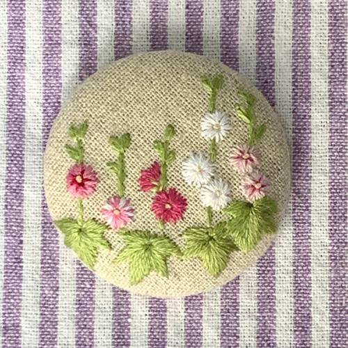 刺繍ブローチ/ヘアゴム 夏の庭・タチアオイ ブローチ funi 通販