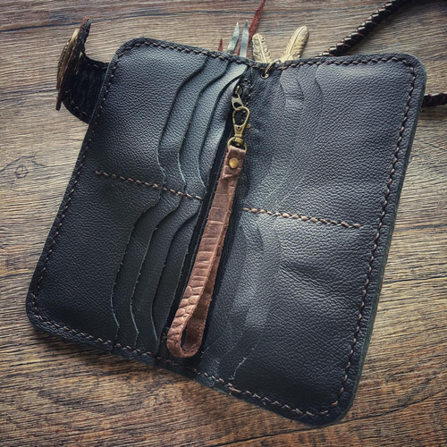 Amazon.co.jp: [Luufan] 長財布 メンズ 本革 チェーン付き レトロ