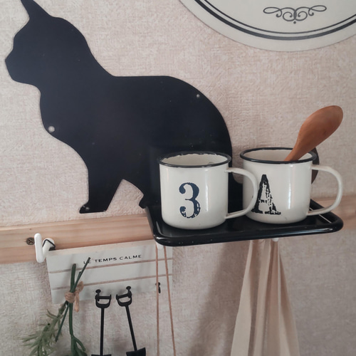 猫型シルエットシェルフ 猫の日 #にゃんこ 棚 アイアン 賃貸OK