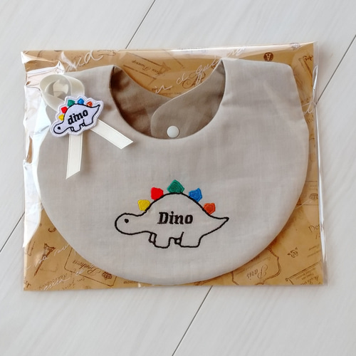 名入れ】ダブルガーゼ☆恐竜刺繍スタイ スタイ・よだれかけ Angel 通販