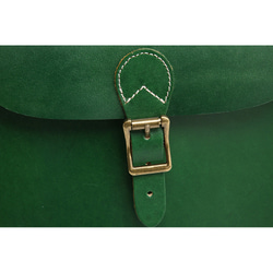 ショルダーバッグ 本革 ヌメ革 斜めがけ 背面ポケット付き レディースバッグ グリーン 緑 094 3枚目の画像