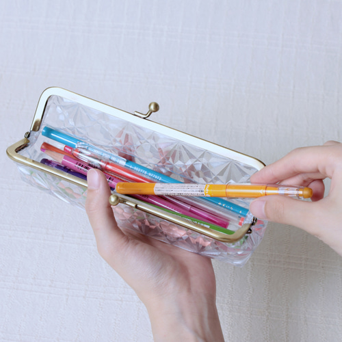 クリスタル柄】 キラキラ・ビニール・がま口ペンケース ペンケース