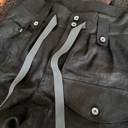 メンズ【men's】Herdmans社アイリッシュリネン素材 ワイドカーゴ