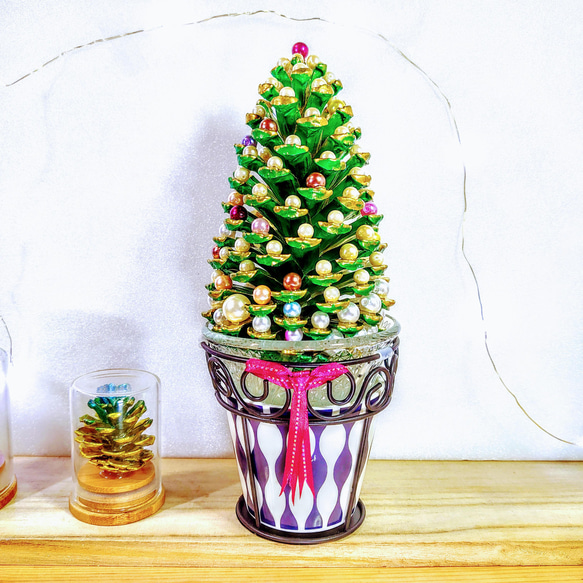 ks019 ハンドメイド 大王松 松ぼっくり ツリー オーナメント グリーン