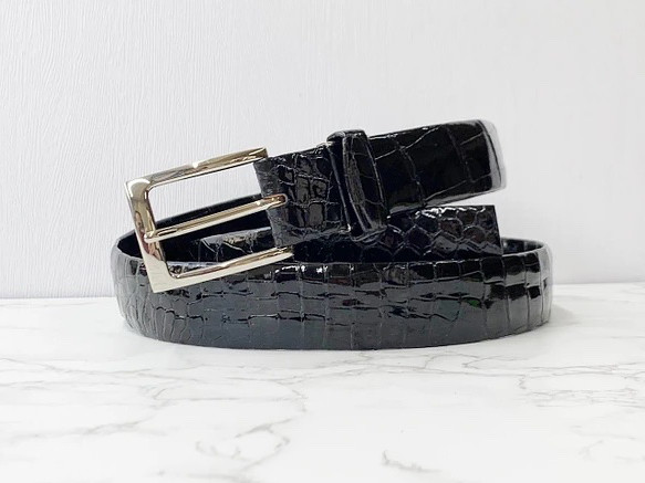 日本製　クロコダイル　本無双　３３㎜巾　Ｌサイズ　VIP上質 ベルト　エキゾチックレザー