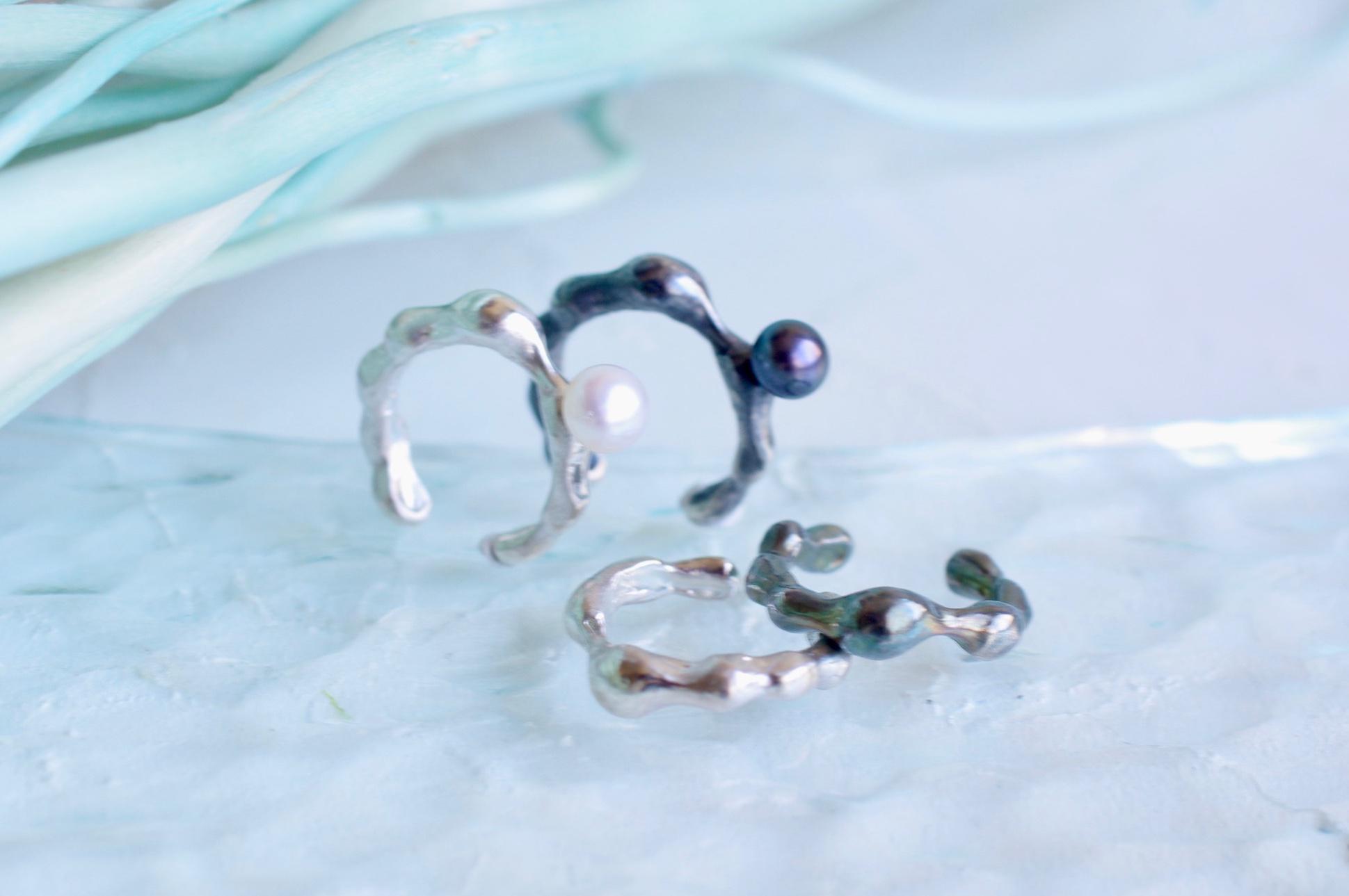 みなもイヤーカフ《SLV/BLK》2way シルバー925〔単品〕リンクコーデ