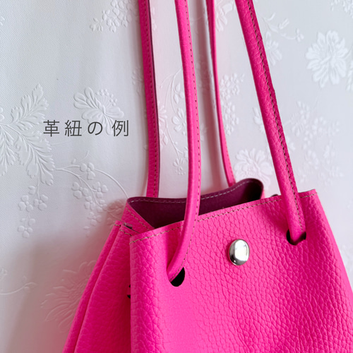 一枚革 巾着バッグ 本革 蛍光ピンク ネオン 巾着バッグ Second