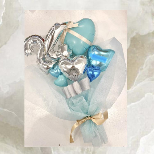 手持ち バルーンブーケ バルーンギフト ネイビー ホワイト 前撮り