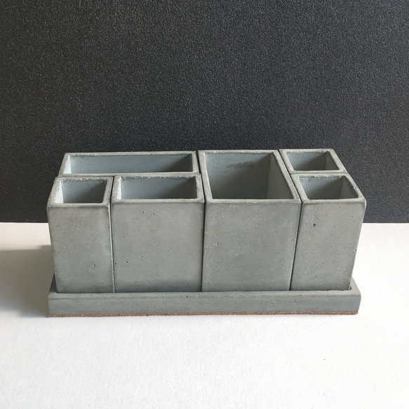 卓上整理ボックス／デスクオーガナイザー　コンクリート製　-コンクリート/モルタル/セメント雑貨- 3枚目の画像