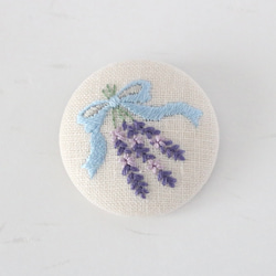 ハーブ・ラベンダーの花束　手刺繍ブローチ 1枚目の画像