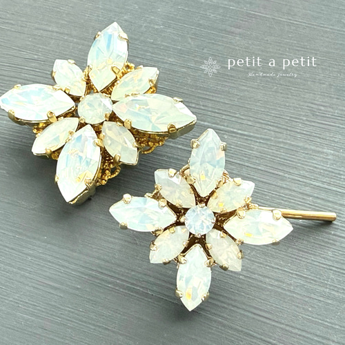 スワロフスキー®︎ ブローチ(L) clématite ピンク&ホワイト ギフト