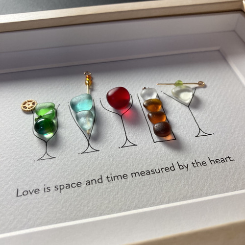 シーグラスアート『 向日葵カクテル•*¨*•.¸♬︎』他1点 シーグラス