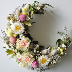 受注制作 ～爽やかブルーの三日月フラワーリース～ リース