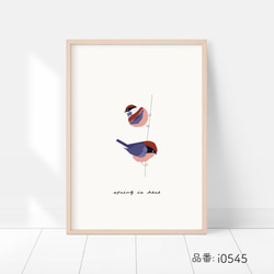 春の北欧ポスター　小鳥 / i0545 /  ミモザと桜と小鳥　インテリアポスター 7枚目の画像