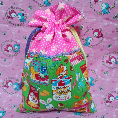 Amazon.co.jp: 昭和レトロ看板風巾着袋【24個入り・まとめ買い