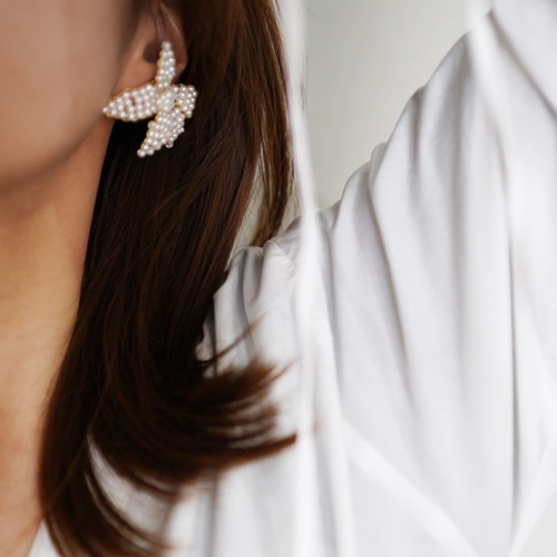 ３連パール ピアス イヤリング ハンドメイド  結婚式 3連 パール ピアス ハンドメイド イヤリング チタンピアス 結婚
