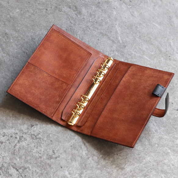 システム手帳 / Black × Brown【ブライドルレザー】 また