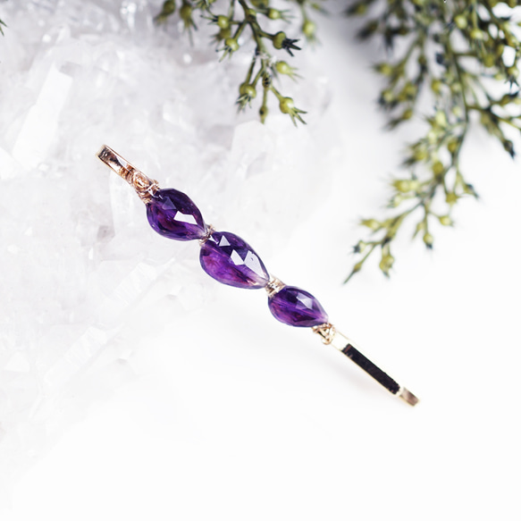 紫水晶寶石髮夾 ~瑪西亞 第1張的照片