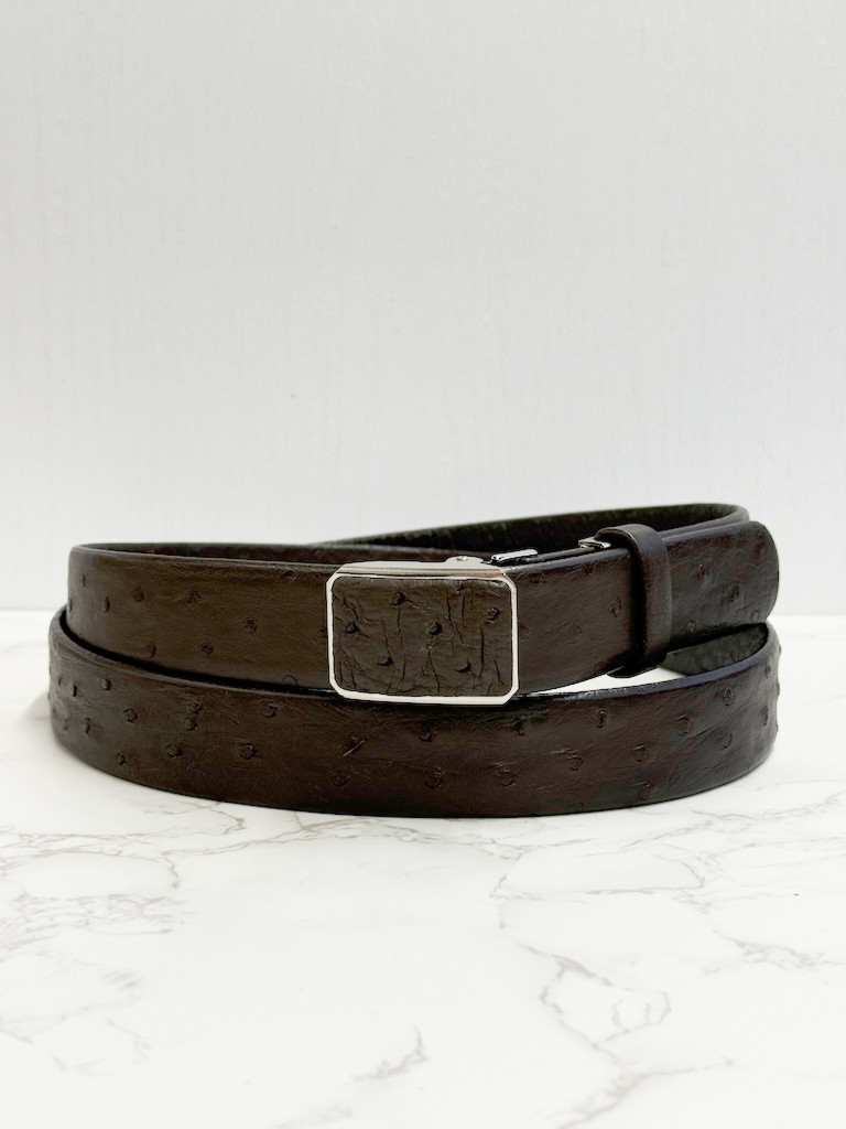 日本製　クライン・カルー　オーストリッチ　無双　LLサイズ　３０㎜巾　ベルト　真鍮磨き上げ金具　エキゾチックレザー