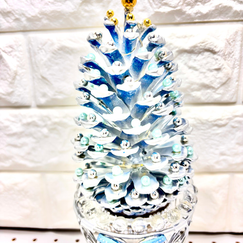 Ks009 大王松ぼっくりイルミネーションクリアブルークリスタルツリー