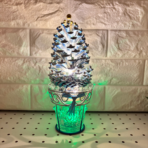 Ks009 大王松ぼっくりイルミネーションクリアブルークリスタルツリー