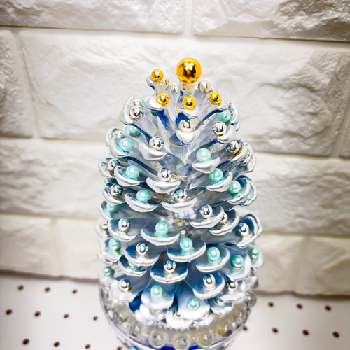 Ks009 大王松ぼっくりイルミネーションクリアブルークリスタルツリー