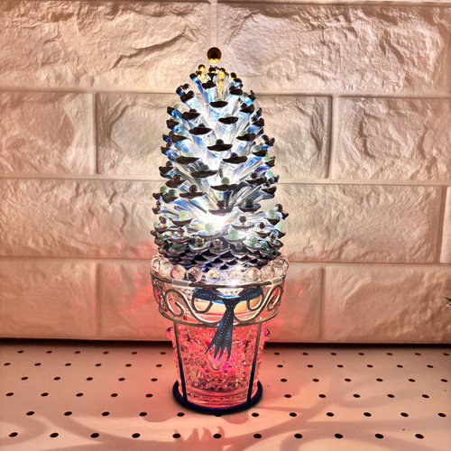 Ks009 大王松ぼっくりイルミネーションクリアブルークリスタルツリー