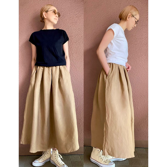 RATA❤️ショート〜ロング丈❣️綺麗に揺れる❤️大人のロングスカート❤️艶やかブルー❤️上質リネン100%❤️ 9枚目の画像