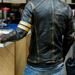 ヤギ革ユーズド加工ビンテージスタイルジャケット Goat Leather Distressed Jacket 3枚目の画像