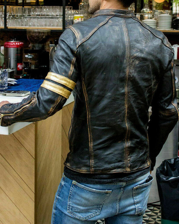 ヤギ革ユーズド加工ビンテージスタイルジャケット Goat Leather Distressed Jacket 3枚目の画像