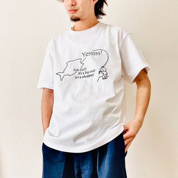 Tシャツ「fishing」ホワイト 4枚目の画像